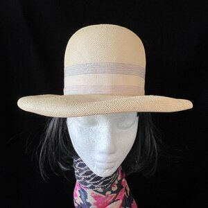 Vintage Mr. John Empress Fine Weave Straw Beige Hat, 1950's, Excellent Condition